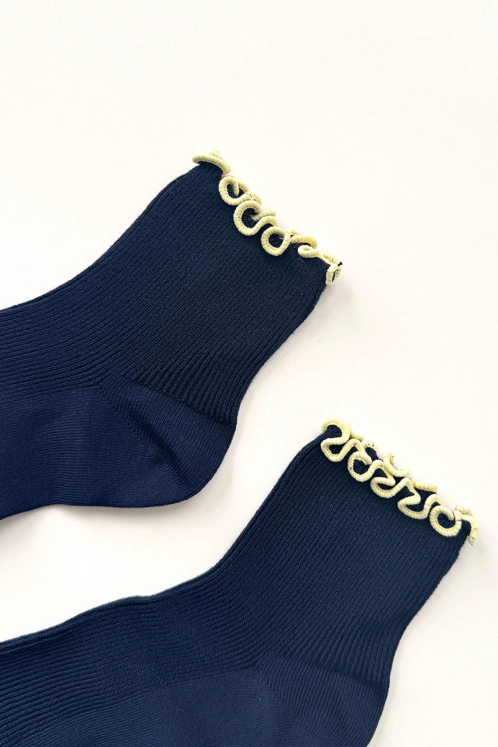 Petite Ruffled Modal Socks, Baby Blue/Butter