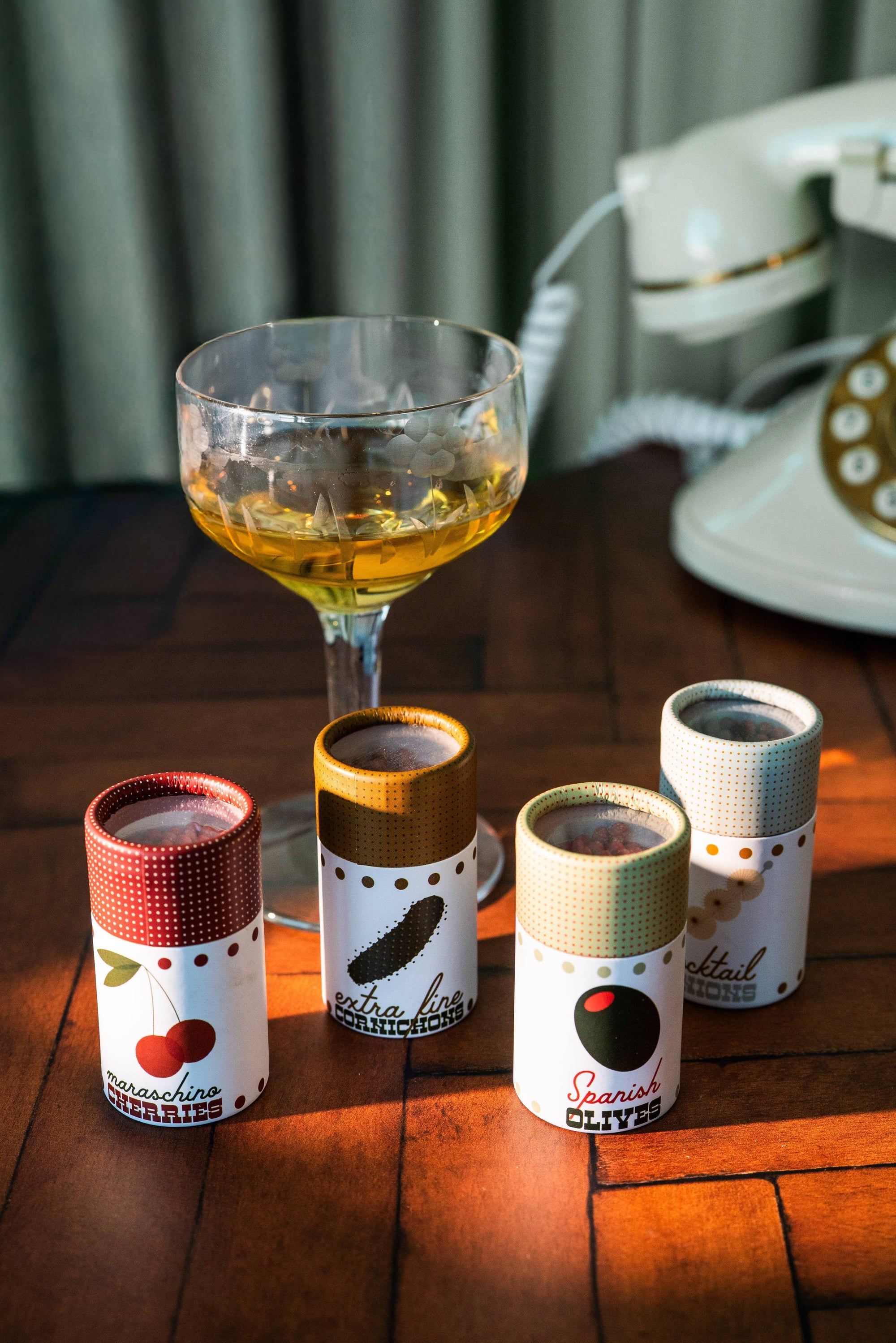 Cocktail Garnish Match Jar, Cornichons