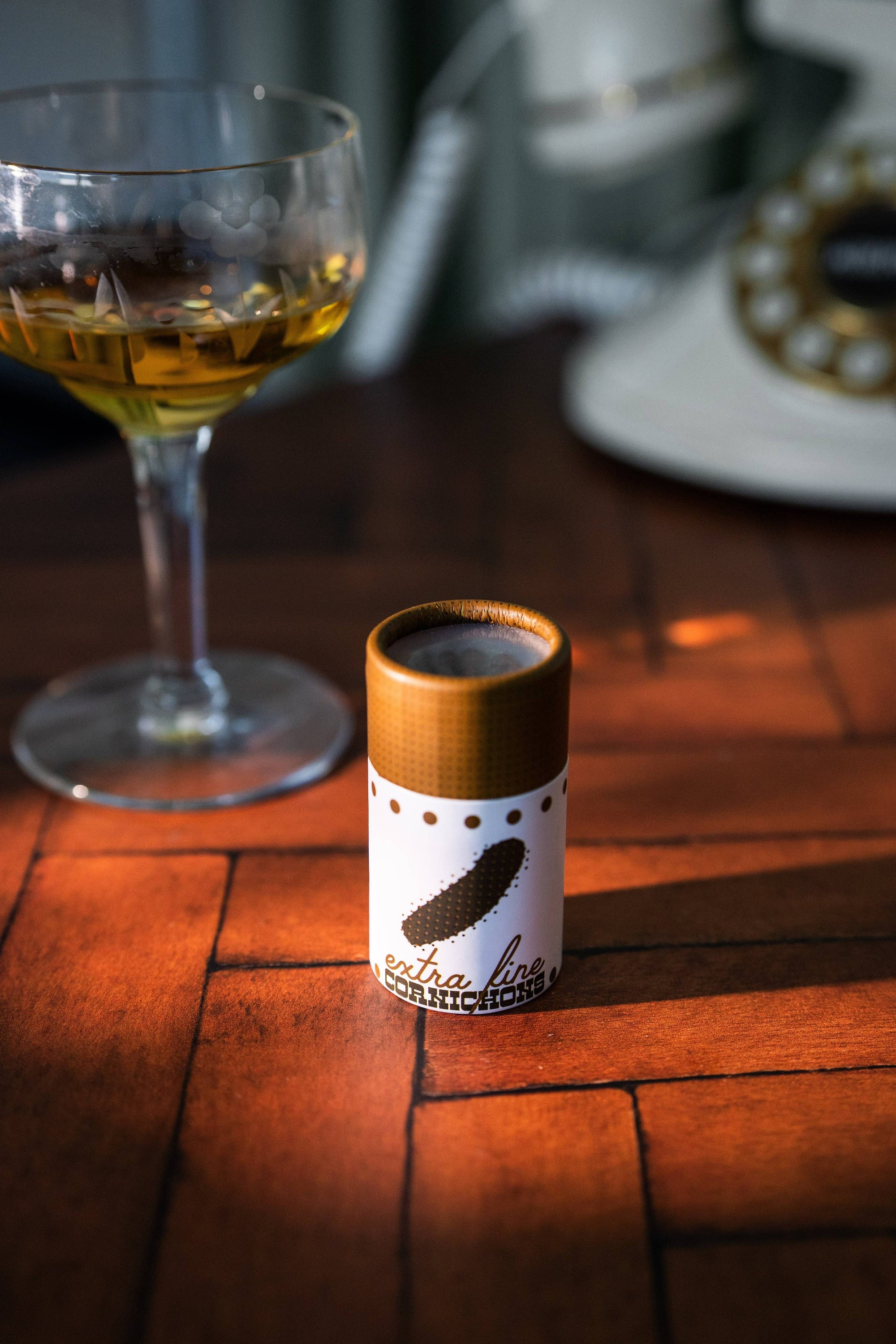 Cocktail Garnish Match Jar, Cornichons