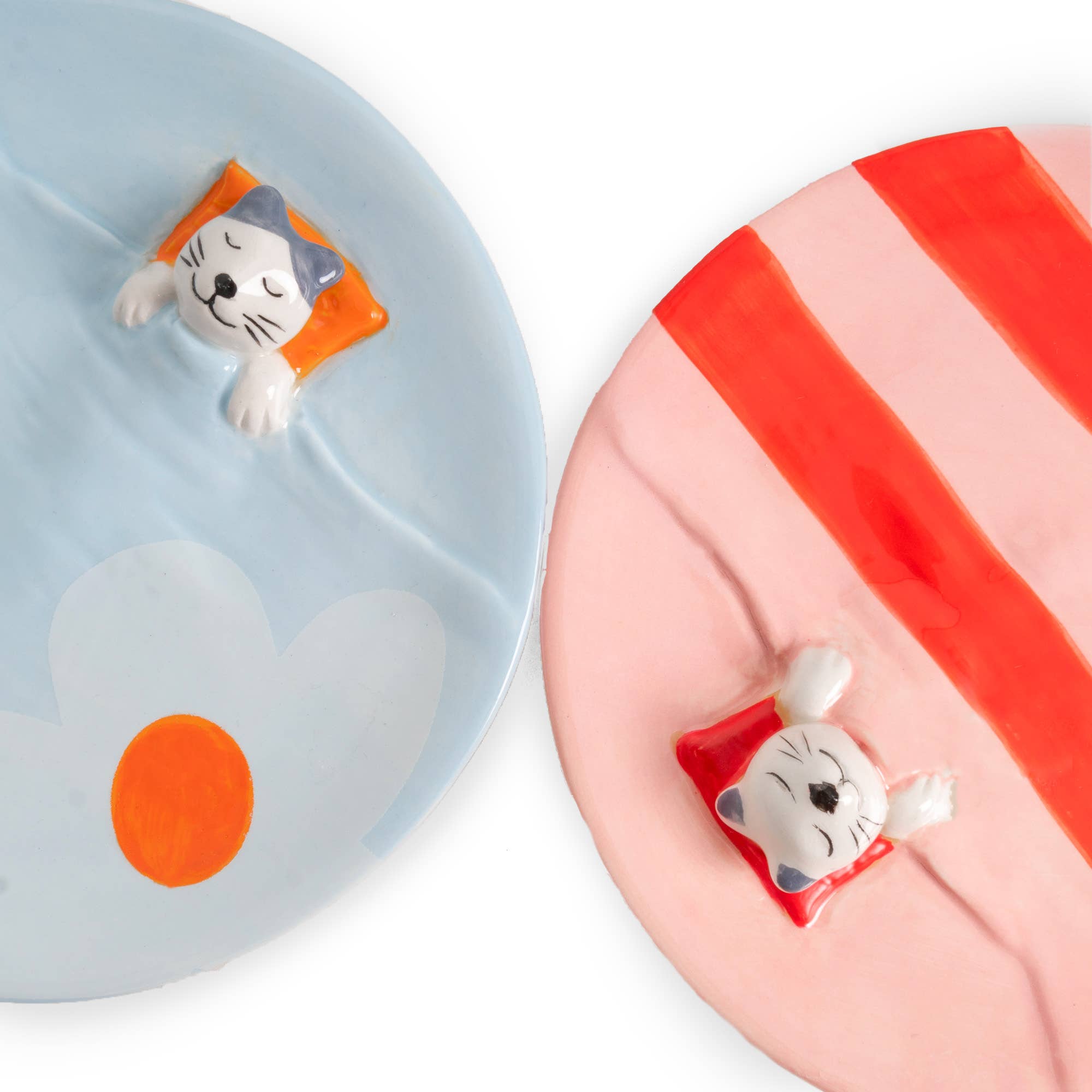 Sleepy Cat Trinket Tray, Light Blue