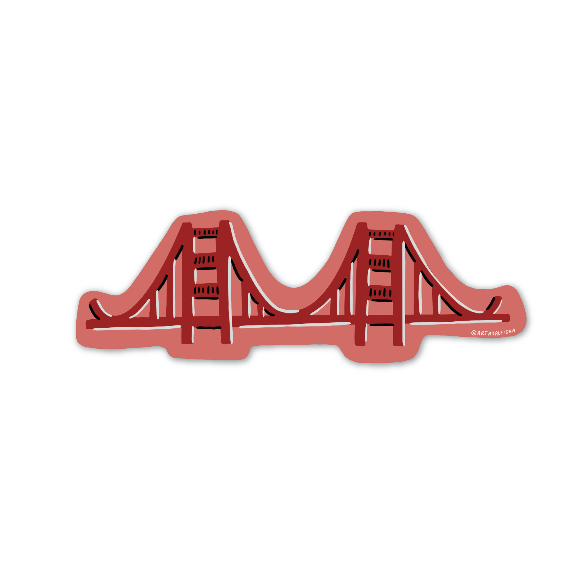 Illustrated Golden Gate Bridge Sticker