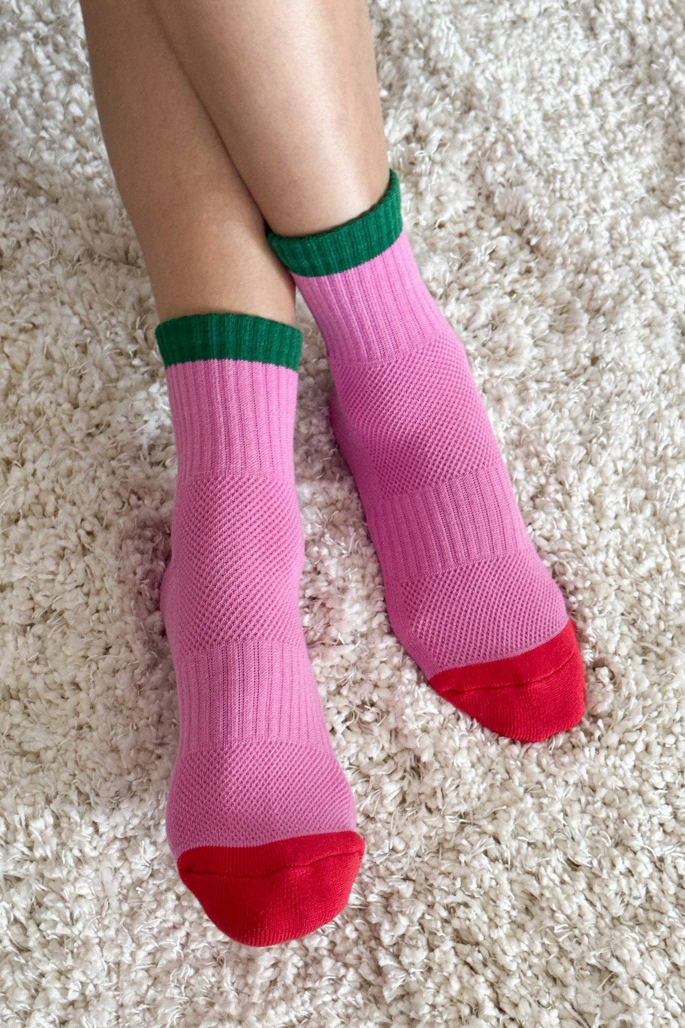 Color Block Girlfriend Socks, Yellow Blue