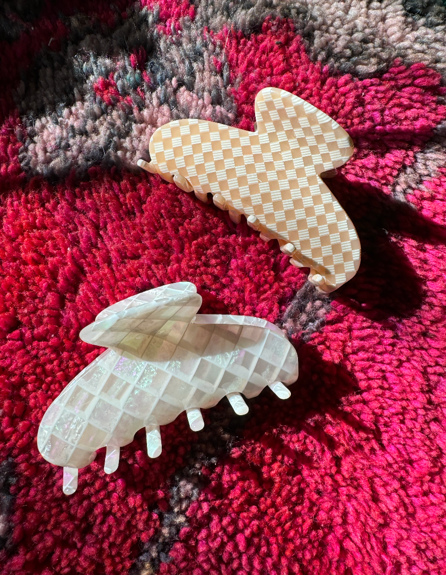 Pink Checker Hair Claw