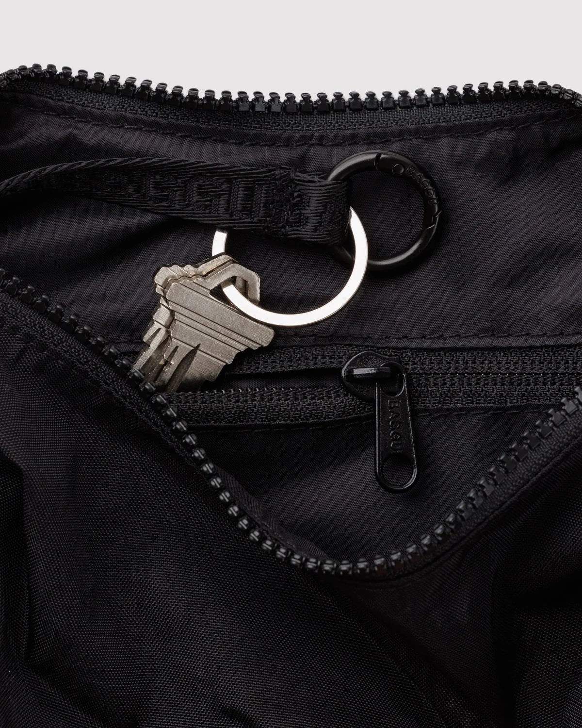 Small Nylon Crescent Bag, Black