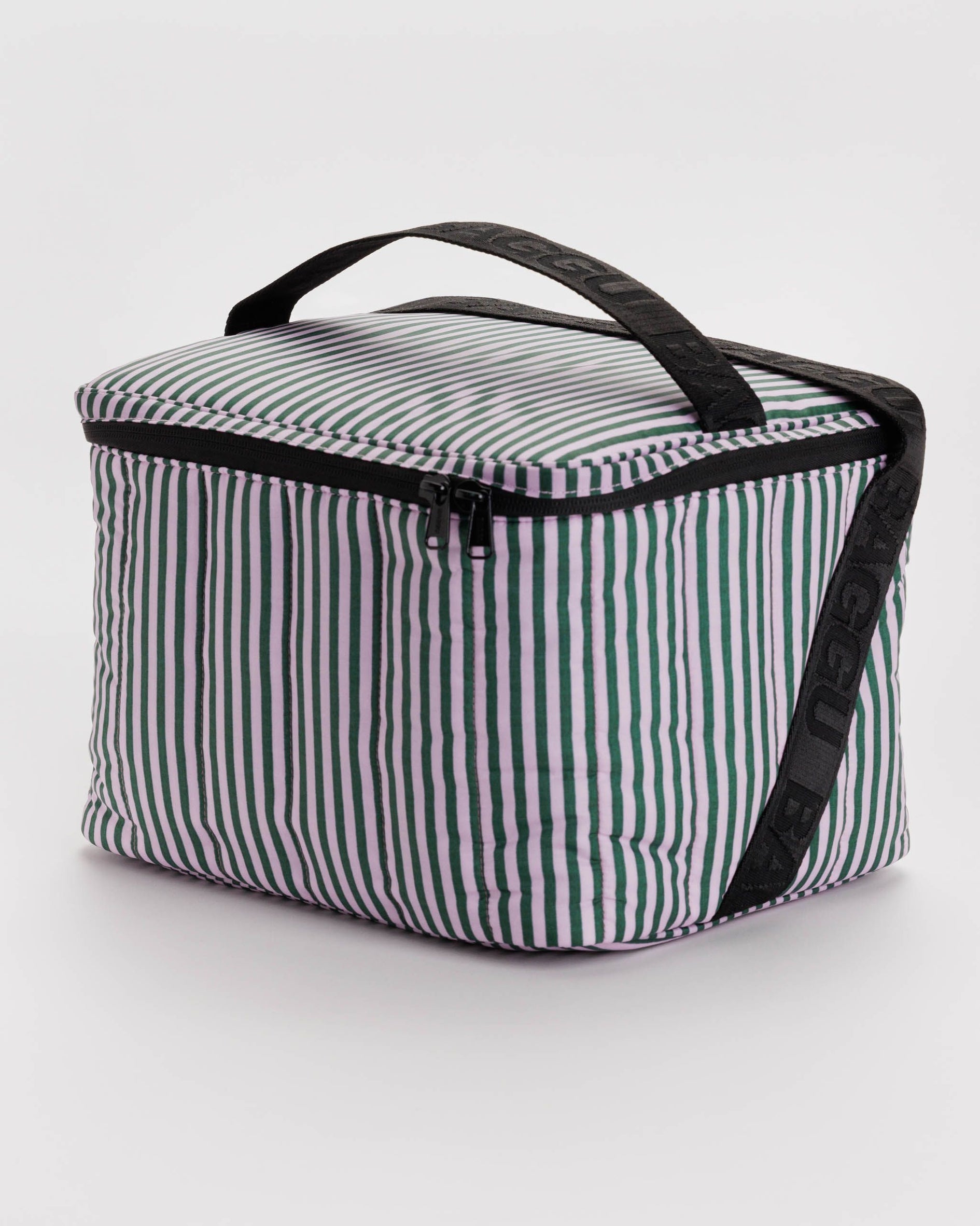 Puffy Cooler Bag, Lilac Candy Stripe