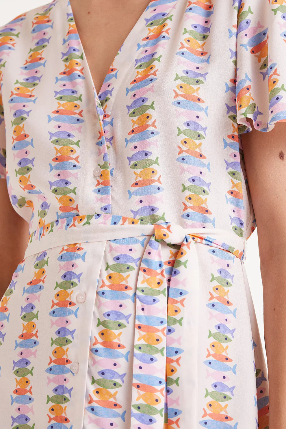 Mini Dress, Multicolored Fish