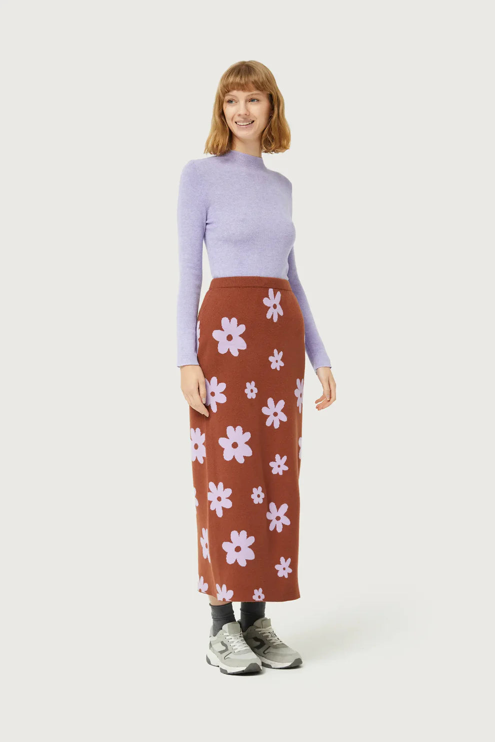 Knit Midi Skirt, Daisies