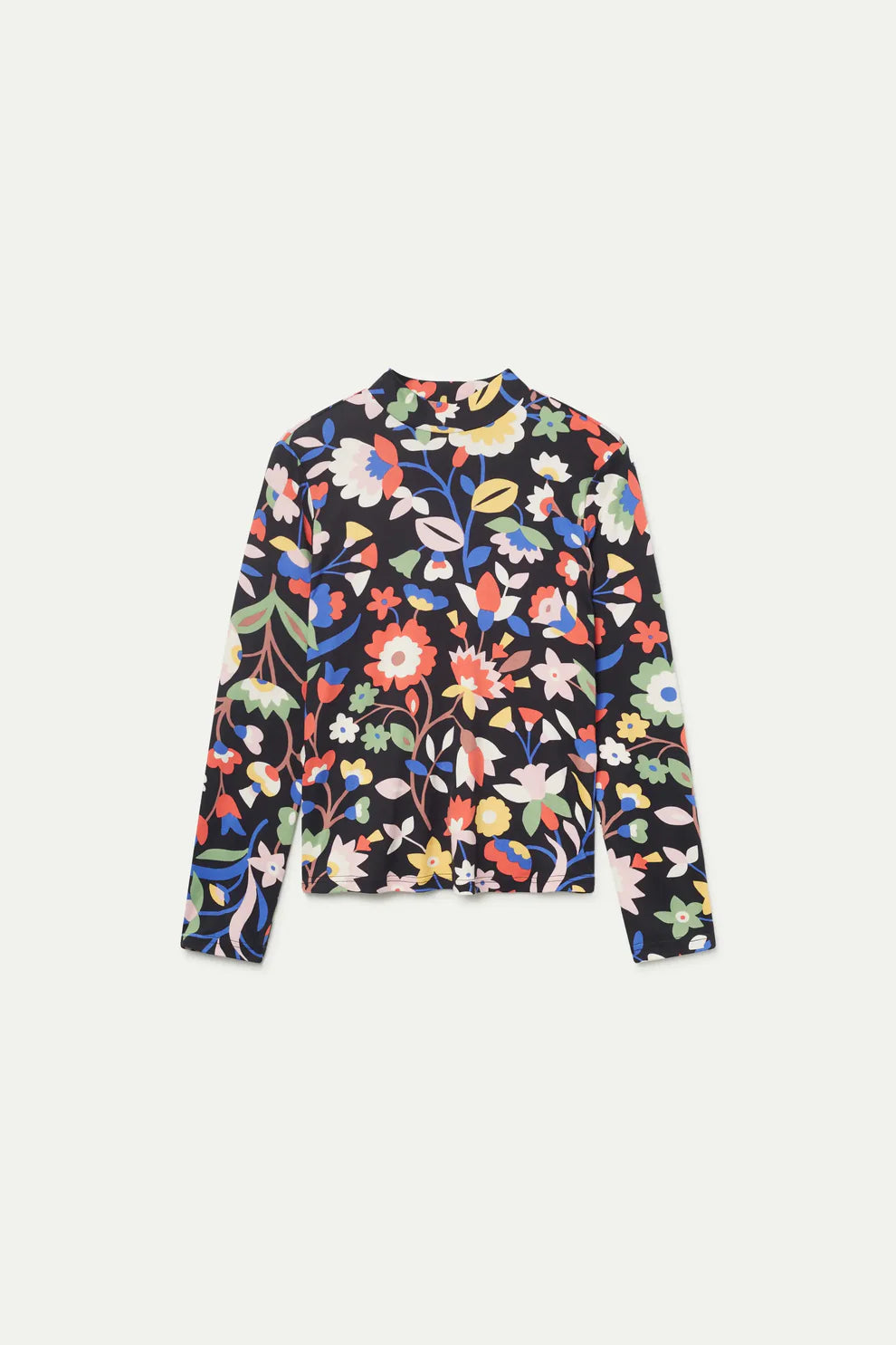 Mockneck Long Sleeve Top, Retro Floral