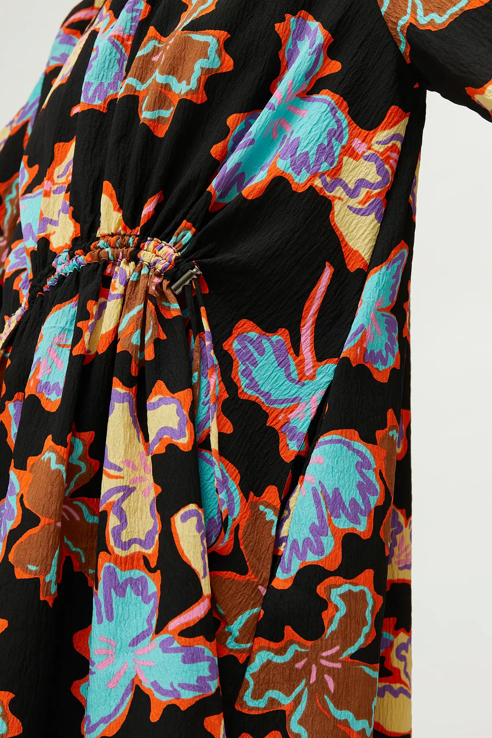 Sinched Midi Dress, Vibrant Floral