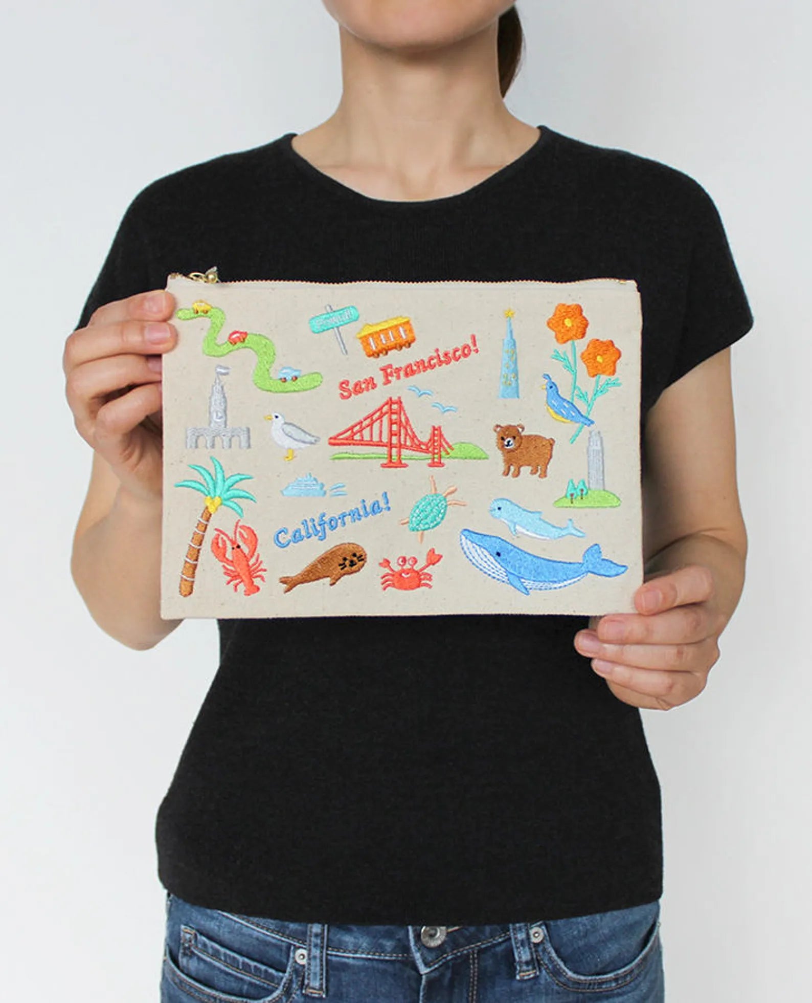 SF Landscape Embroidered Pouch