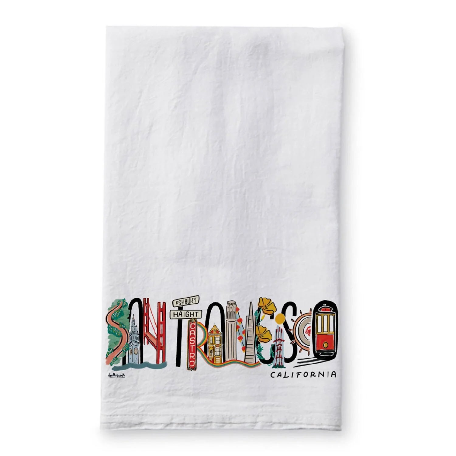 San Francisco Landmark Lettering Tea Towel