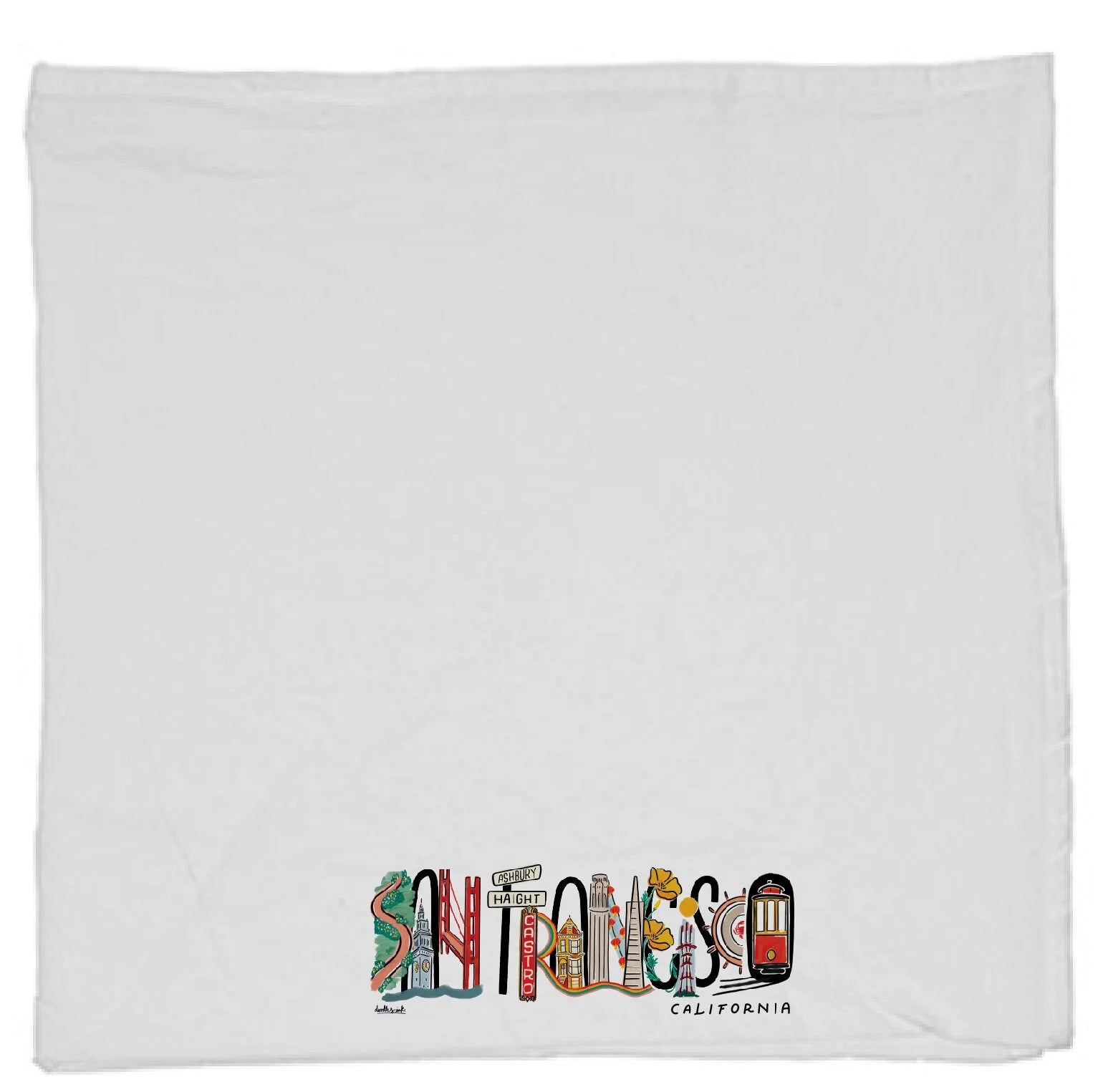 San Francisco Landmark Lettering Tea Towel