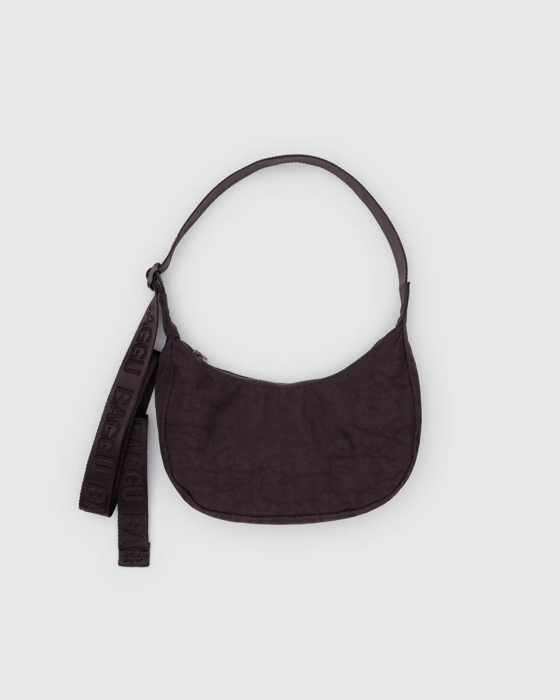 Small Nylon Crescent Bag, Chocolate Plum