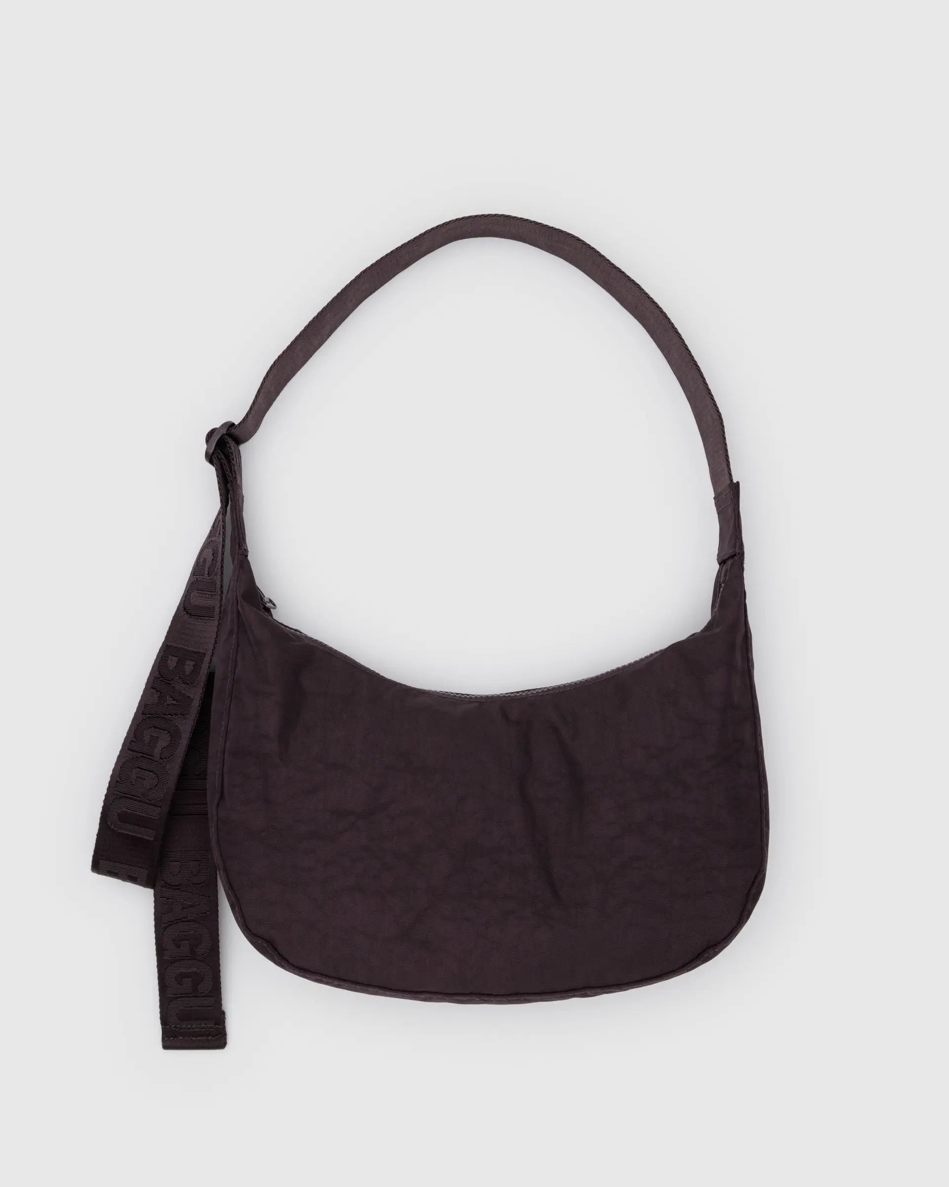 Medium Nylon Crescent Bag, Chocolate Plum