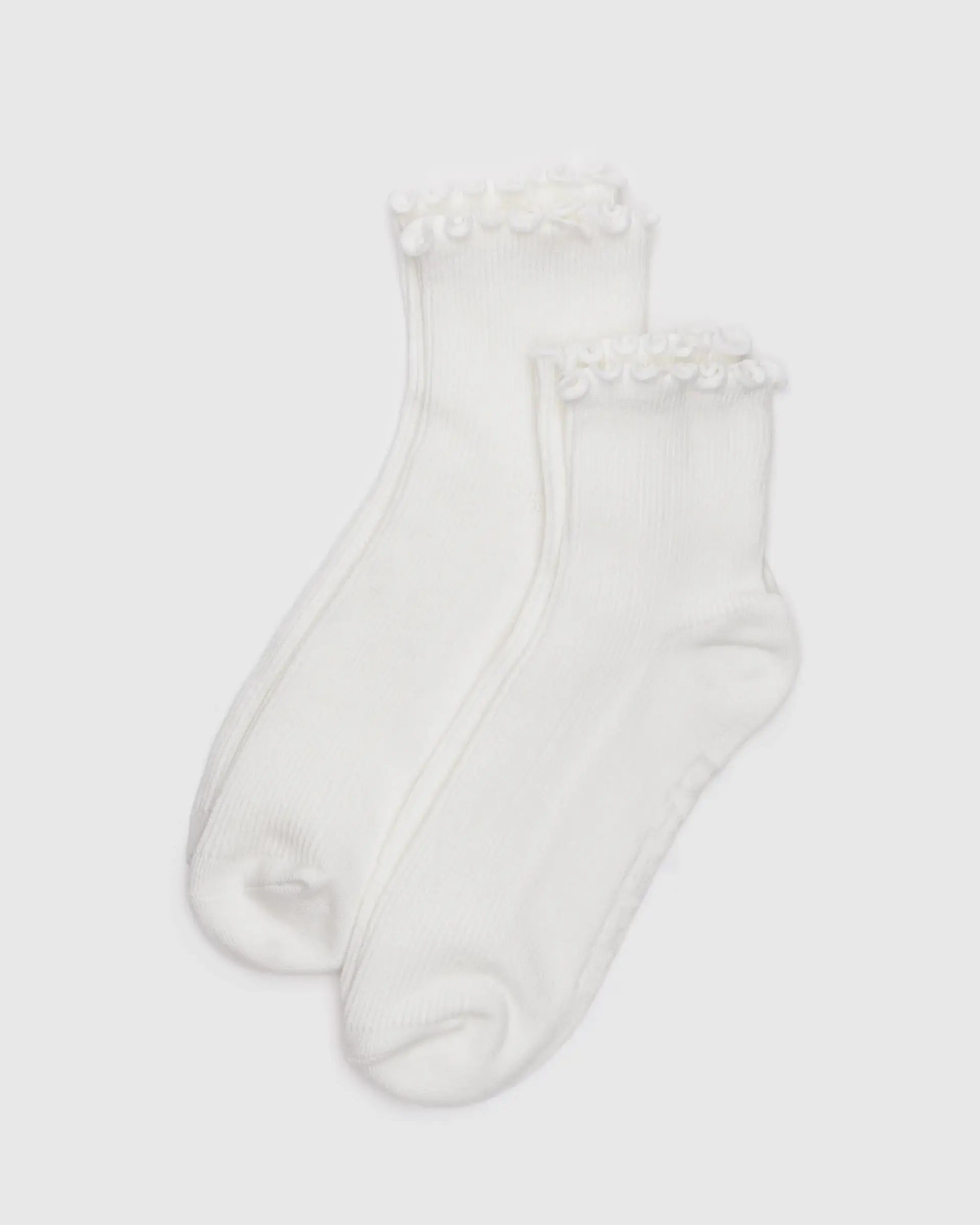 Lettuce Edge Sock Set of 2, White