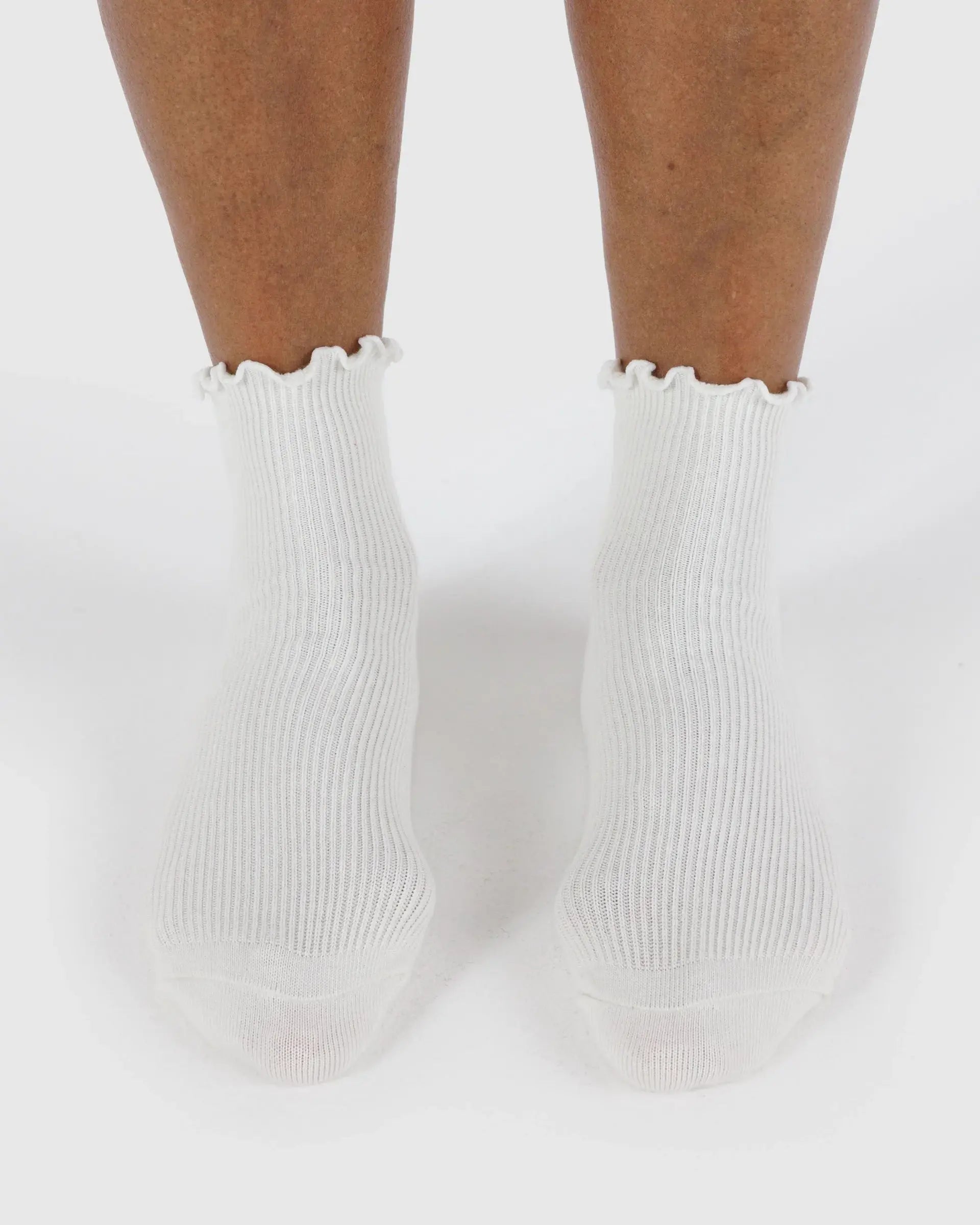 Lettuce Edge Sock Set of 2, White