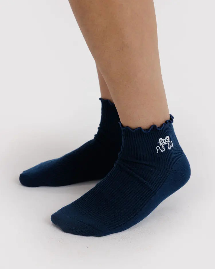 Lettuce Edge Sock Set of 2, Mahogany & Navy Icons