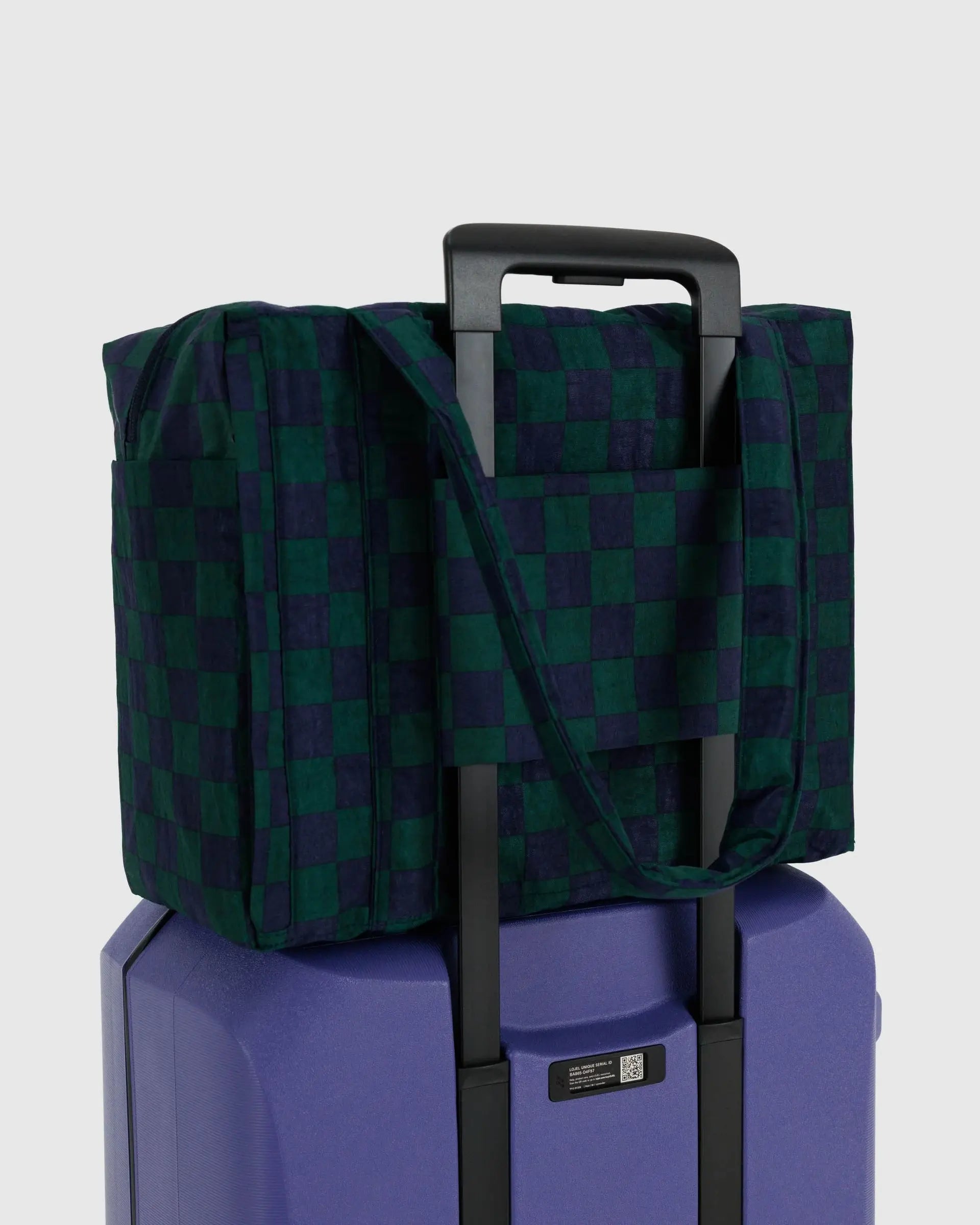 Small Cloud Carry-On, Navy Green Check