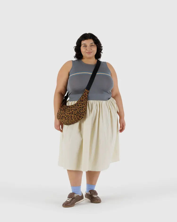 Medium Nylon Crescent Bag, Leopard