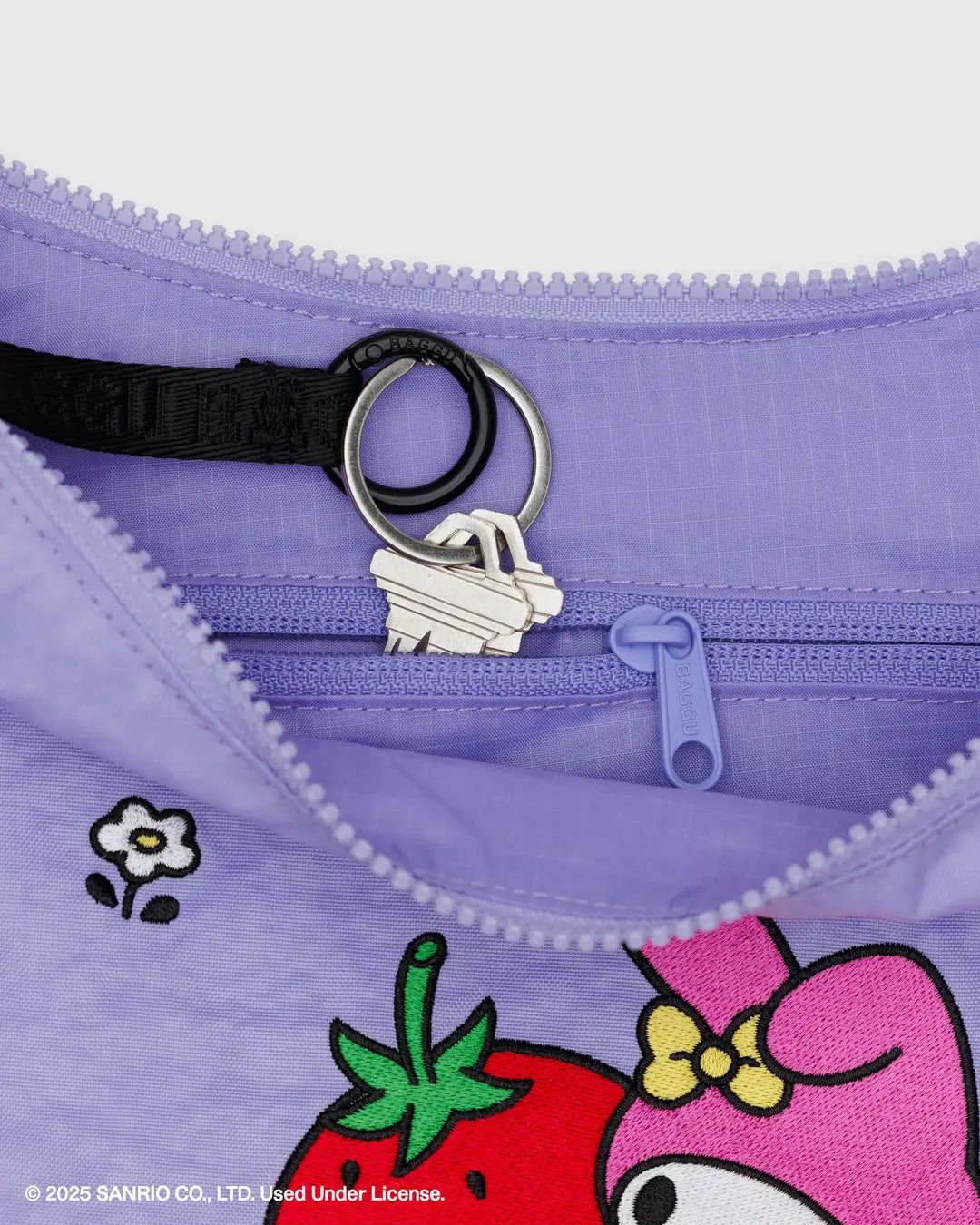 Medium Nylon Crescent Bag, Embroidered My Melody Strawberry