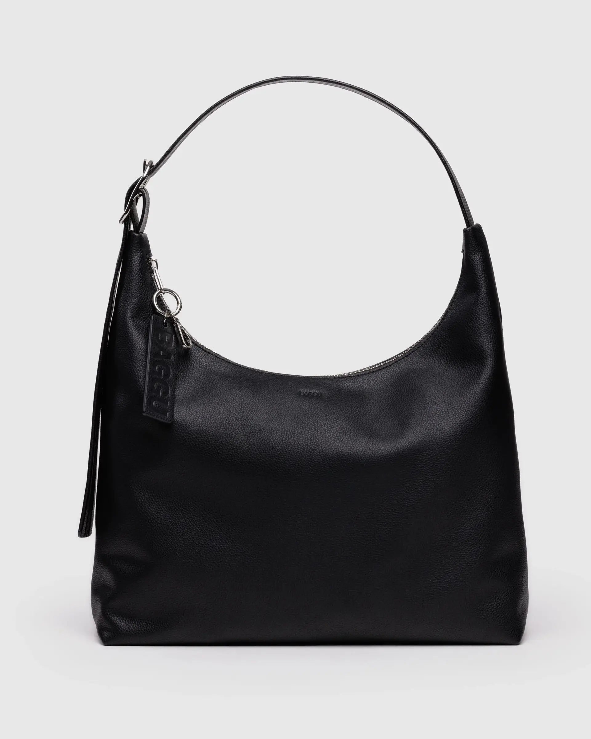 Recycled Leather Shoulder Bag, Black