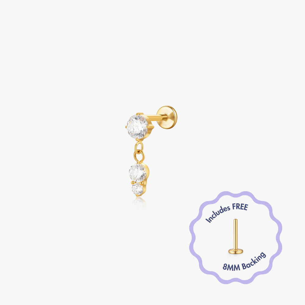 Mia Titanium Flat Back Stud, Single, Gold