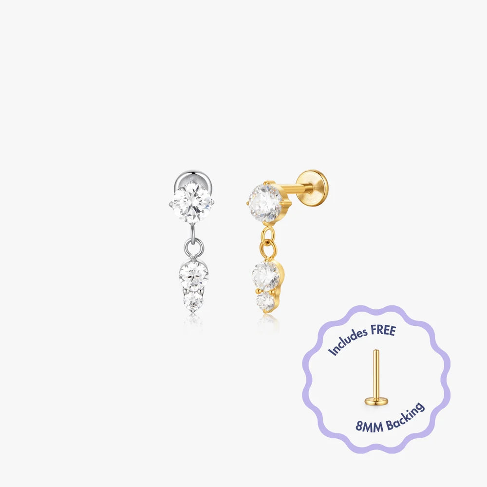 Mia Titanium Flat Back Stud, Single, Gold