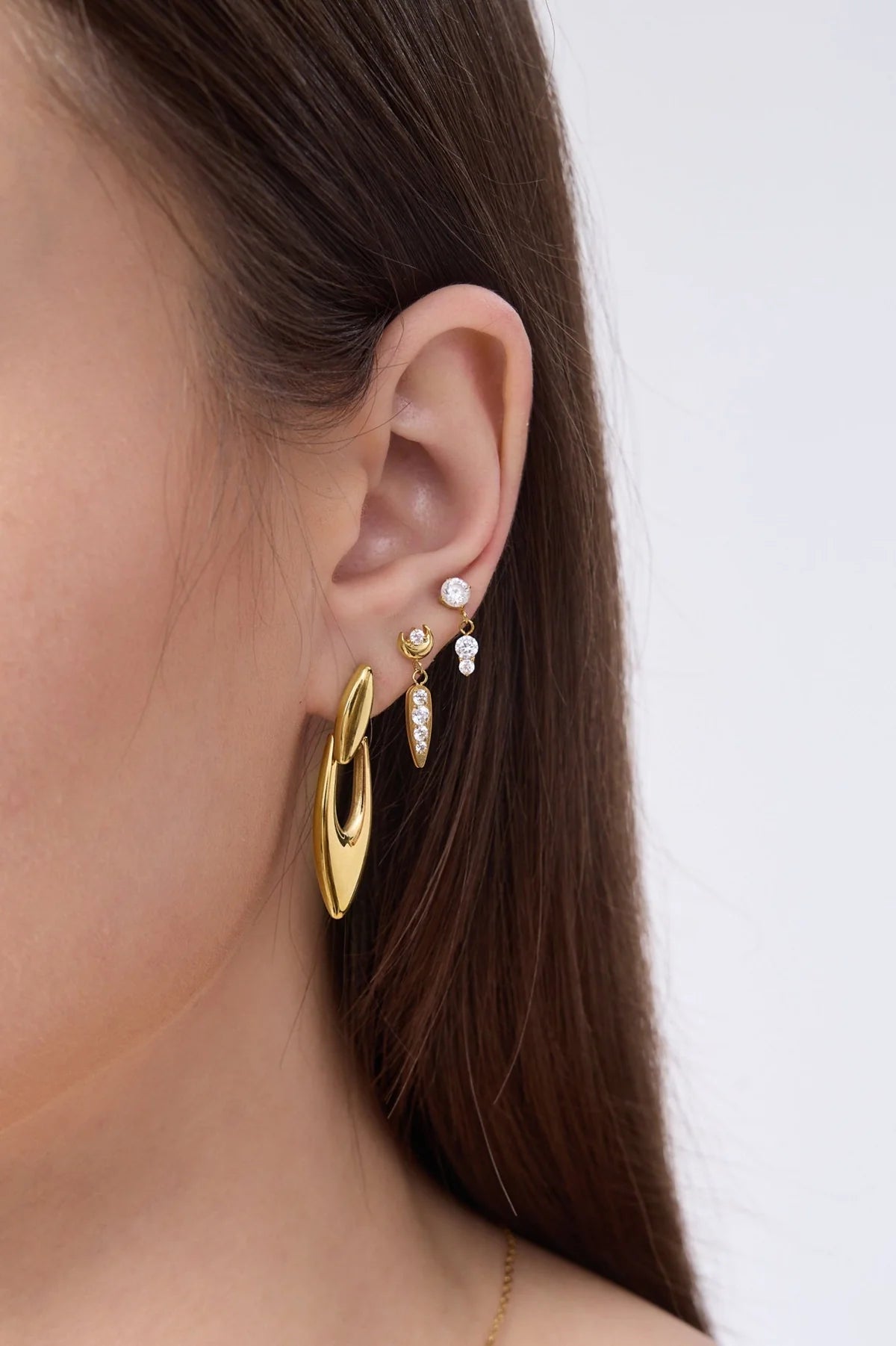 Mia Titanium Flat Back Stud, Single, Gold