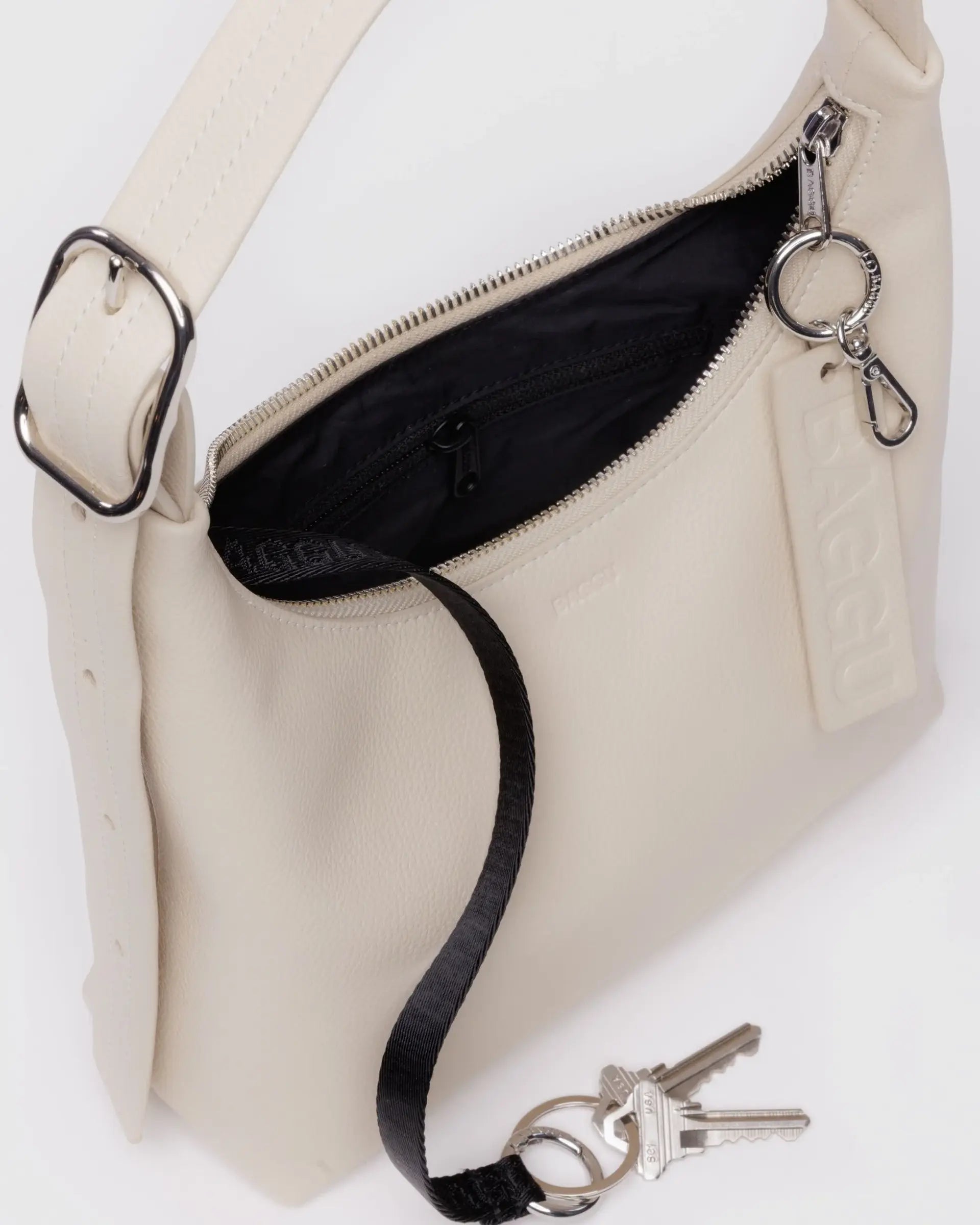 Mini Recycled Leather Shoulder Bag, Stone