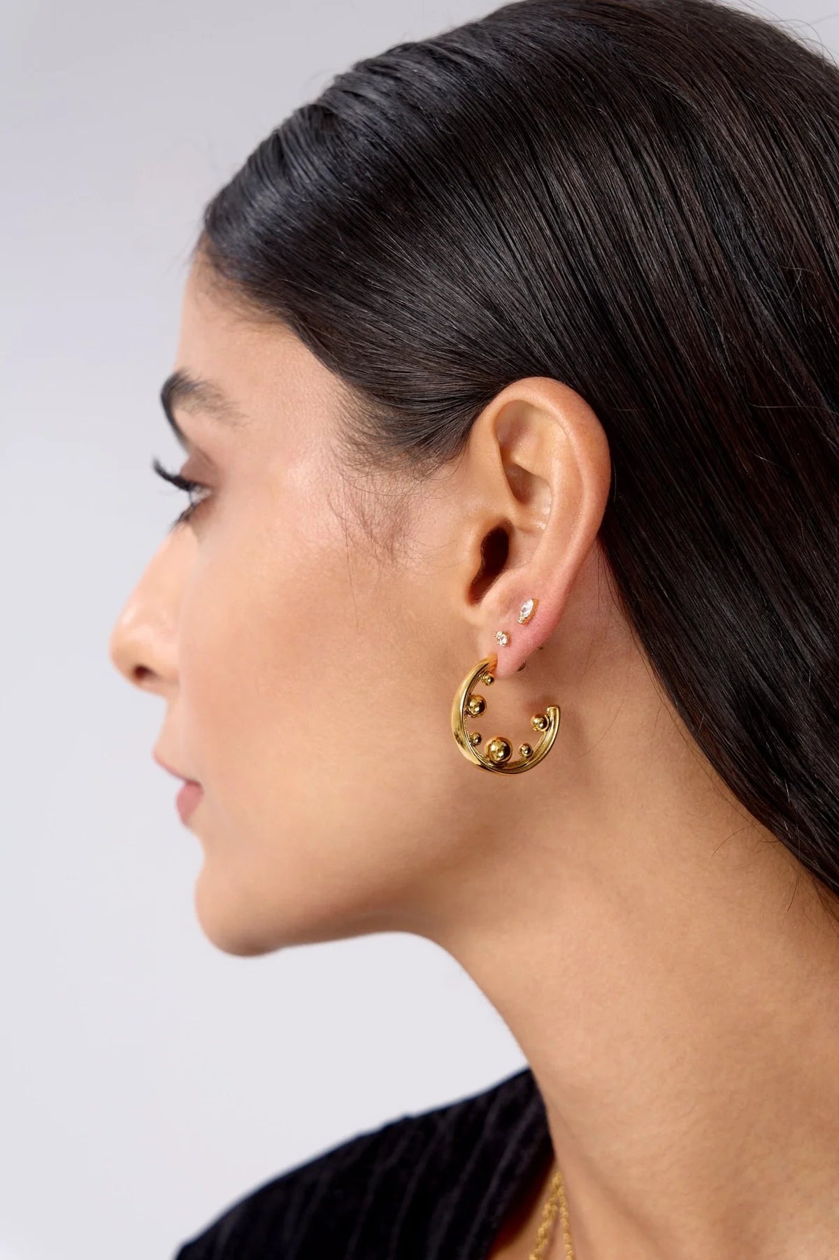 Mira Bold Sphere Hoop Earrings, Gold