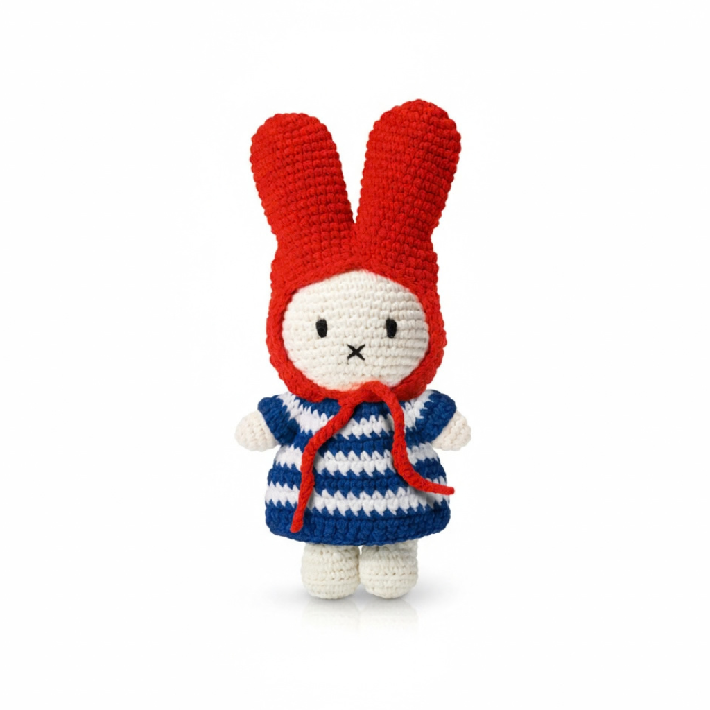 Miffy Knit Doll, Stripe Dress & Hat