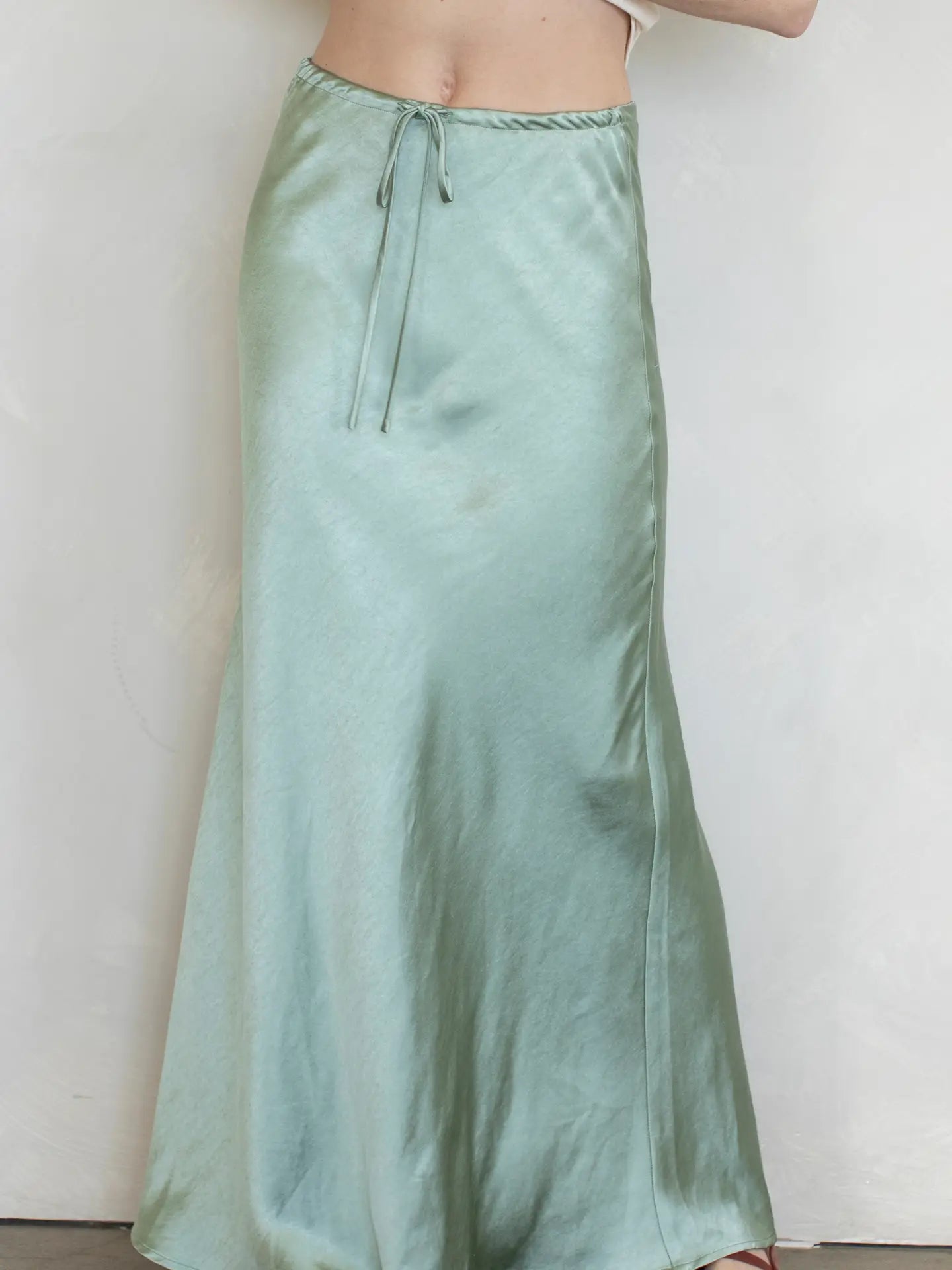 Sage Satin Maxi Skirt