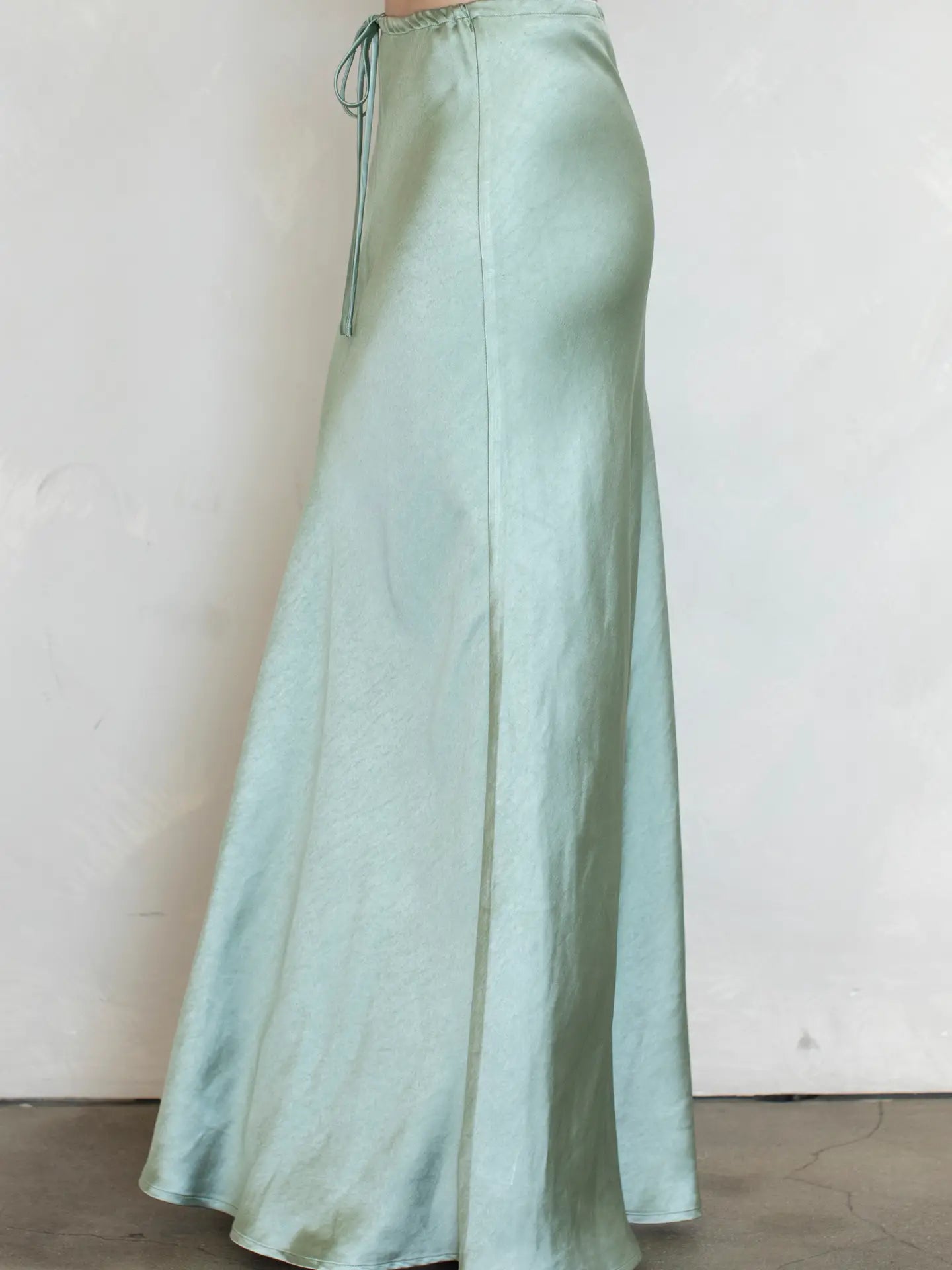 Sage Satin Maxi Skirt