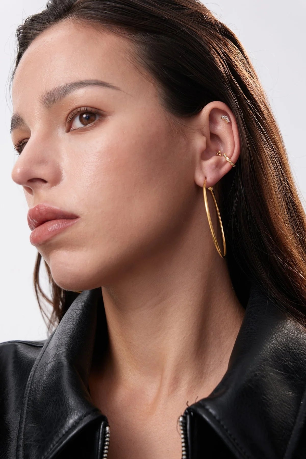 Trio Beaded Flat Back Stud, Single, Gold