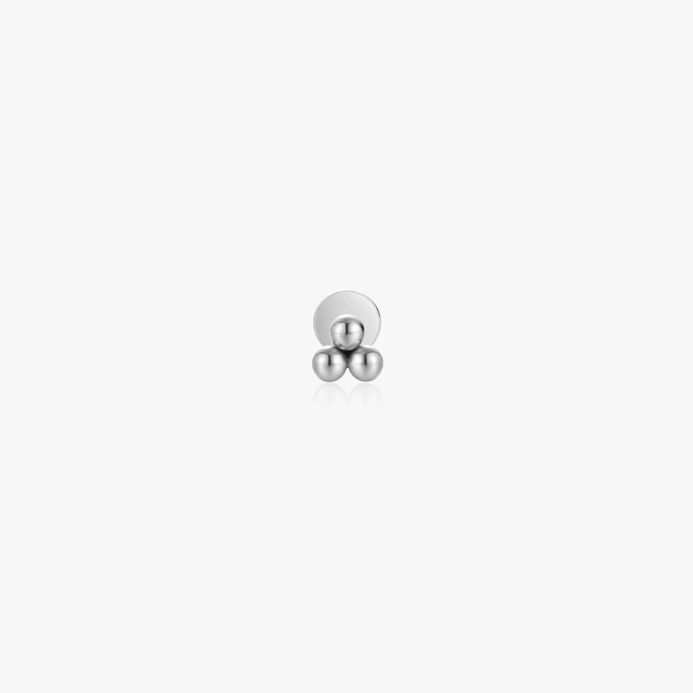 Trio Beaded Flat Back Stud, Single, Silver