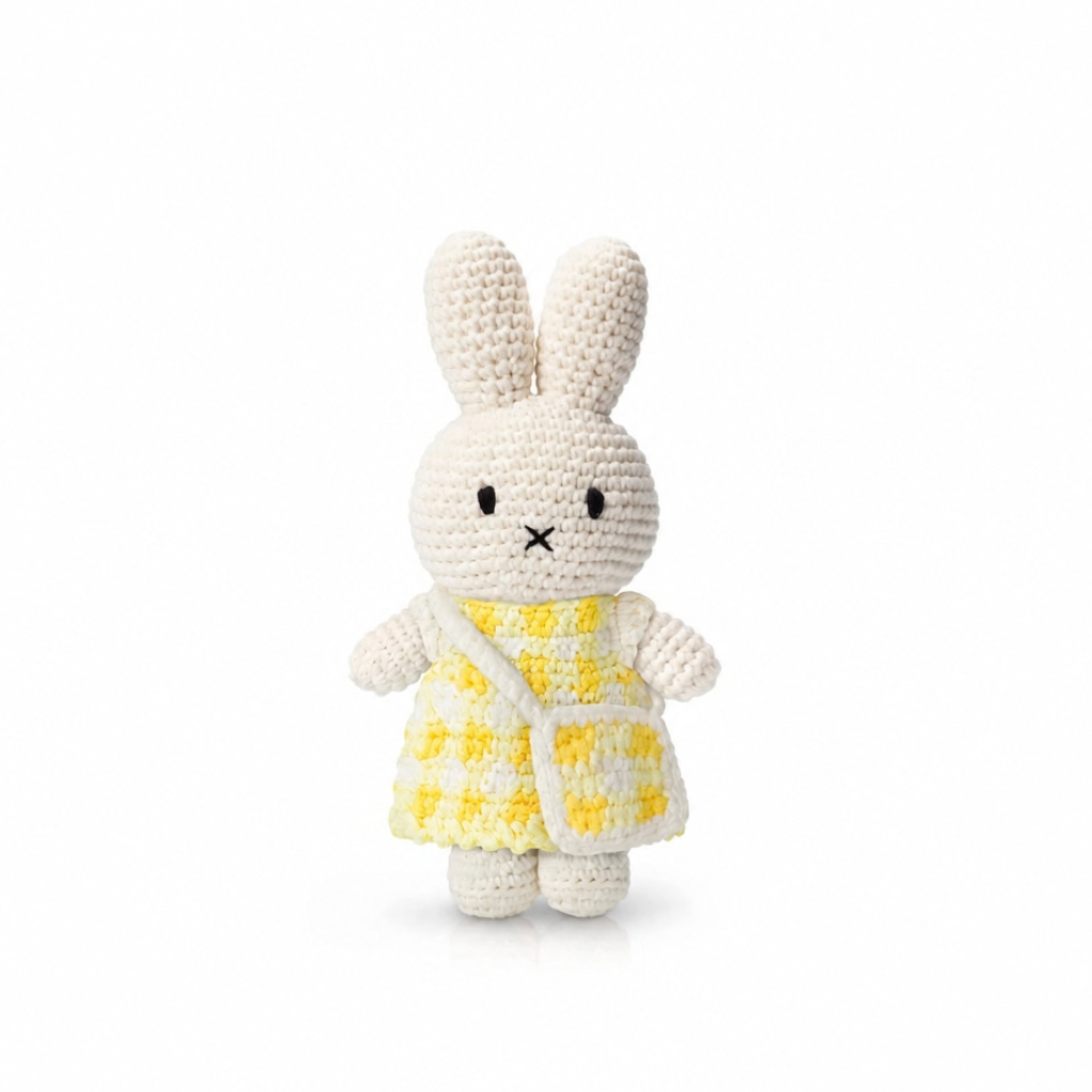 Miffy Knit Doll, Gingham, Yellow
