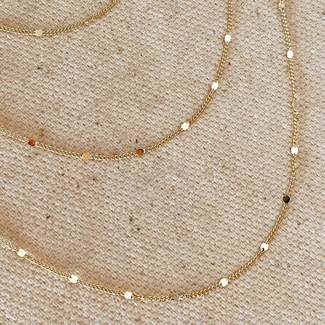 Pressed Chain Necklace, 18k Gold Filled