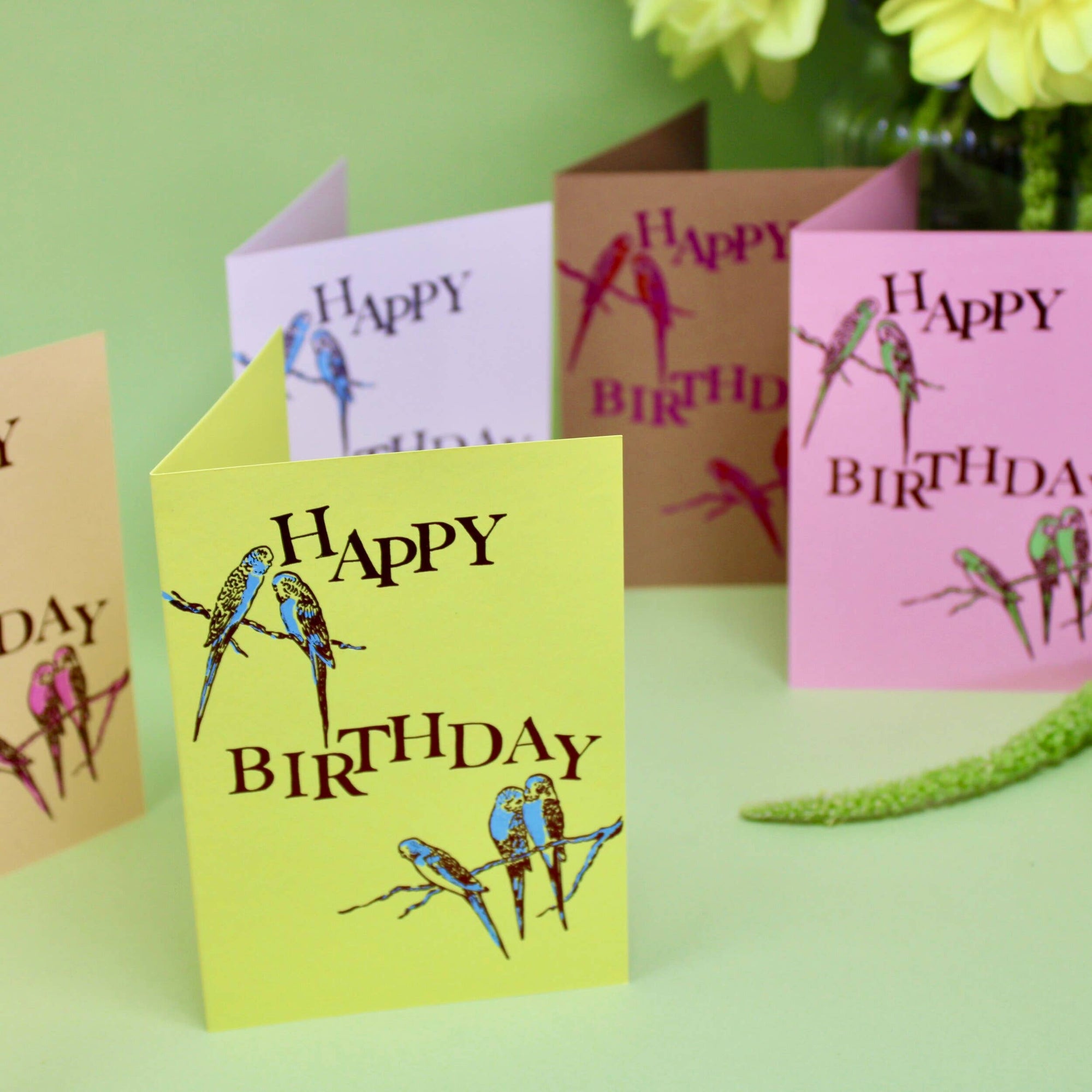 Birthday Budgies Foil Card