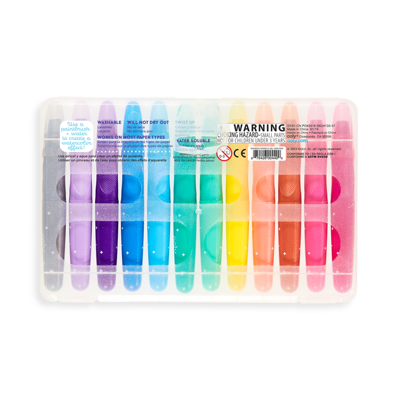 OOLY: Rainbow Sparkle Watercolor Gel Crayons, Set of 12 by Ooly
