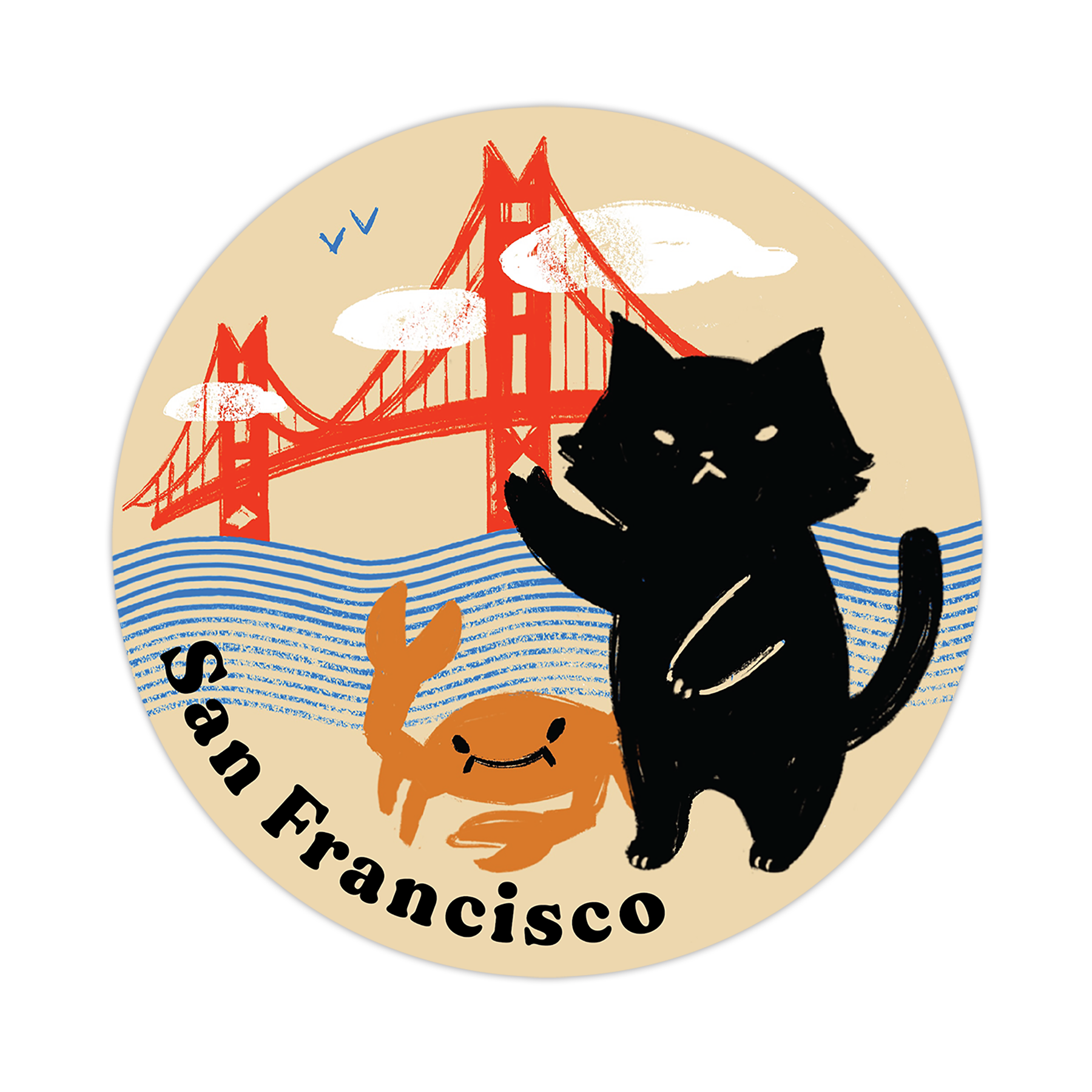 San Francisco Cat Button Pin
