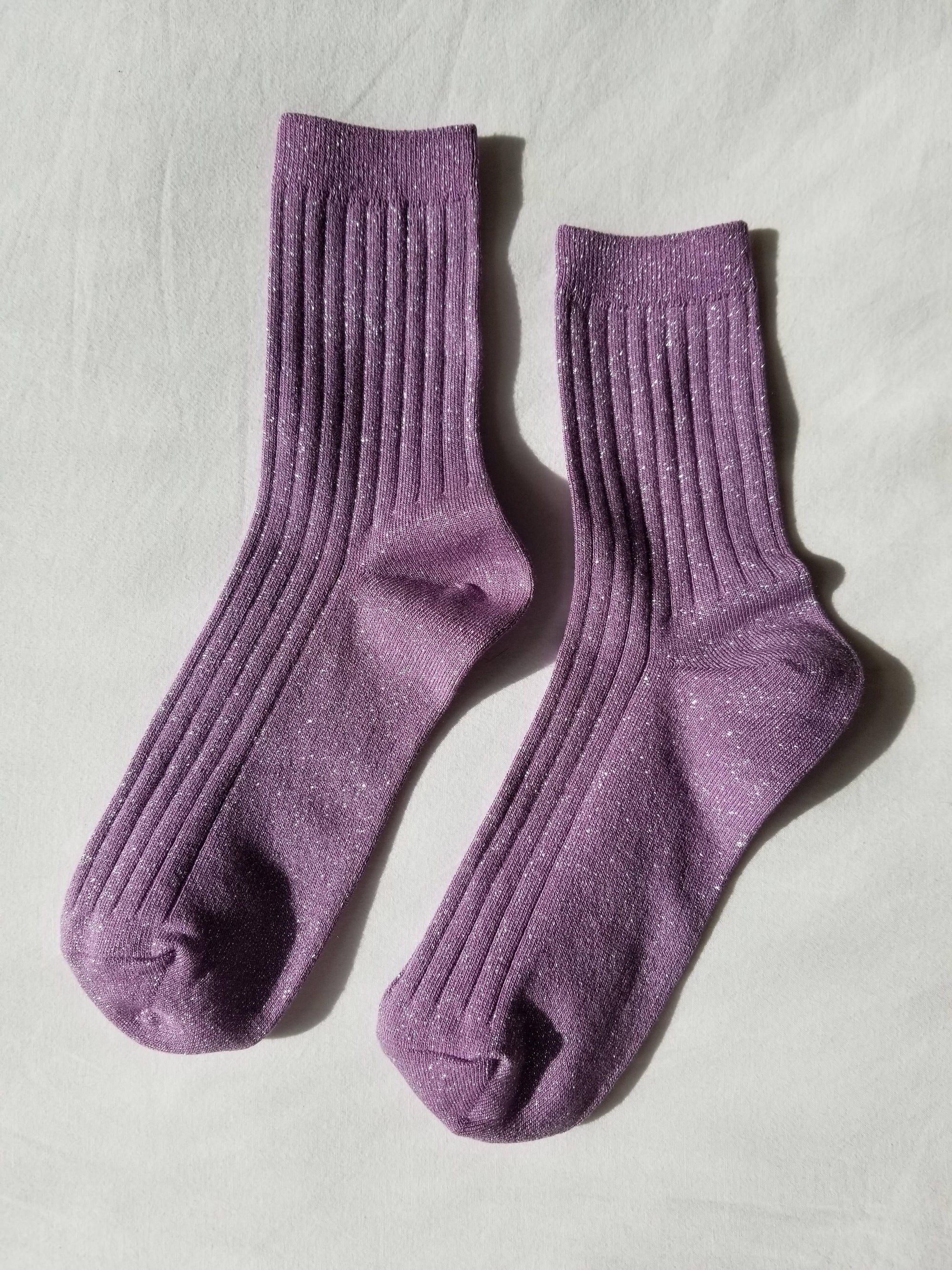 Modal Lurex Her Socks, Lilac Glitter