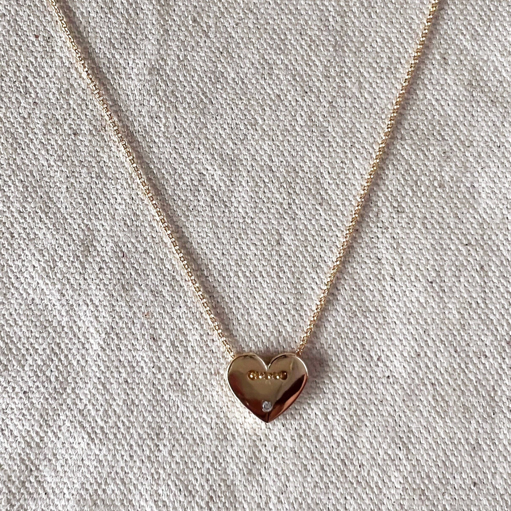 Heart CZ Necklace, 18k Gold Filled