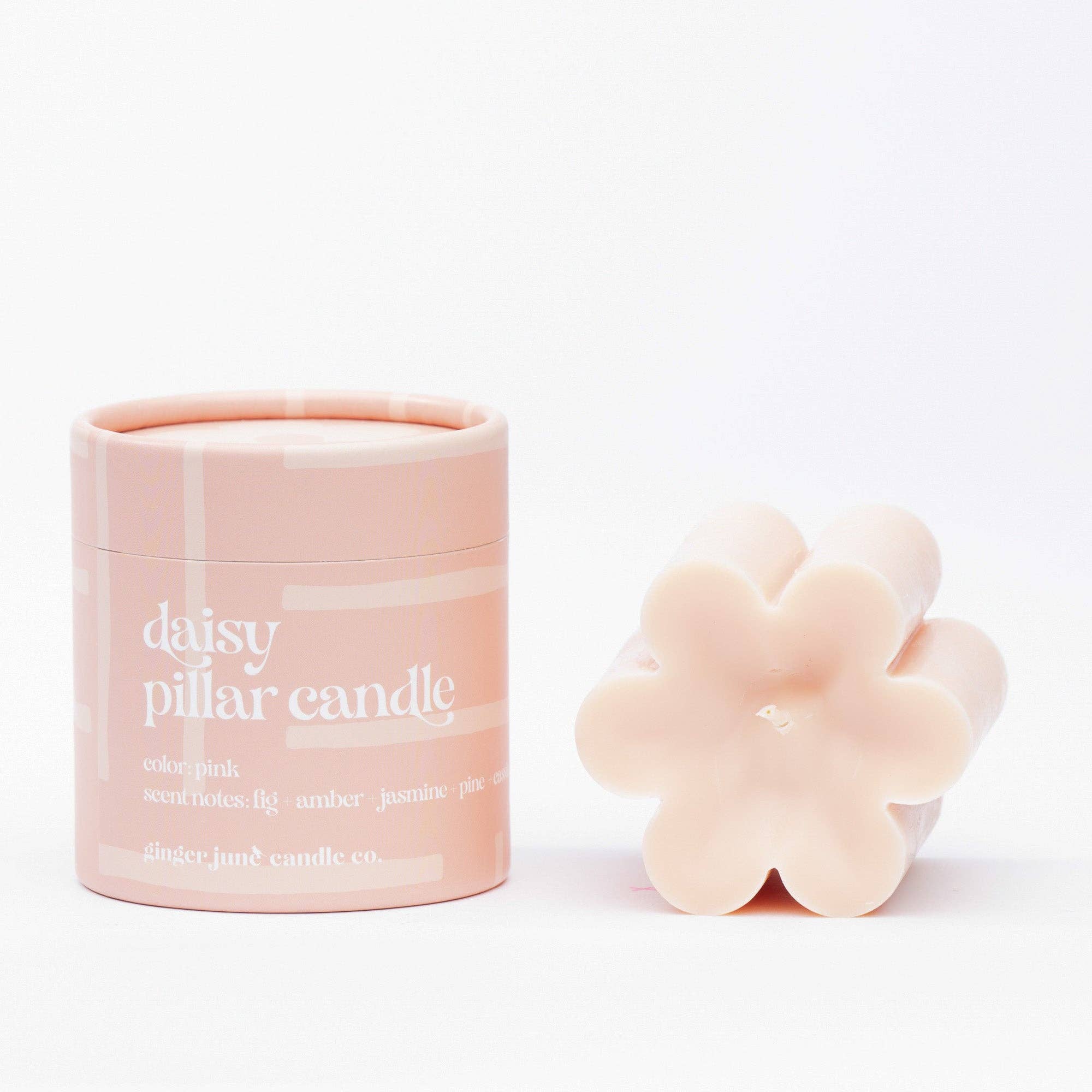 Daisy Pillar Candle, Pink