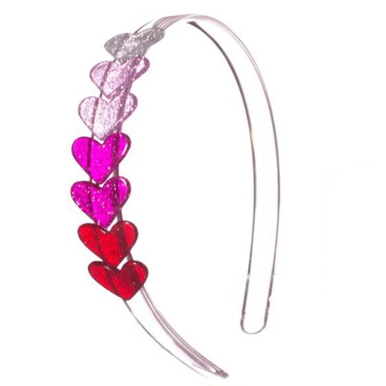 Lilies & Roses: Centipede Hearts Headband, Multi Glitter Hearts by Lilies & Roses NY