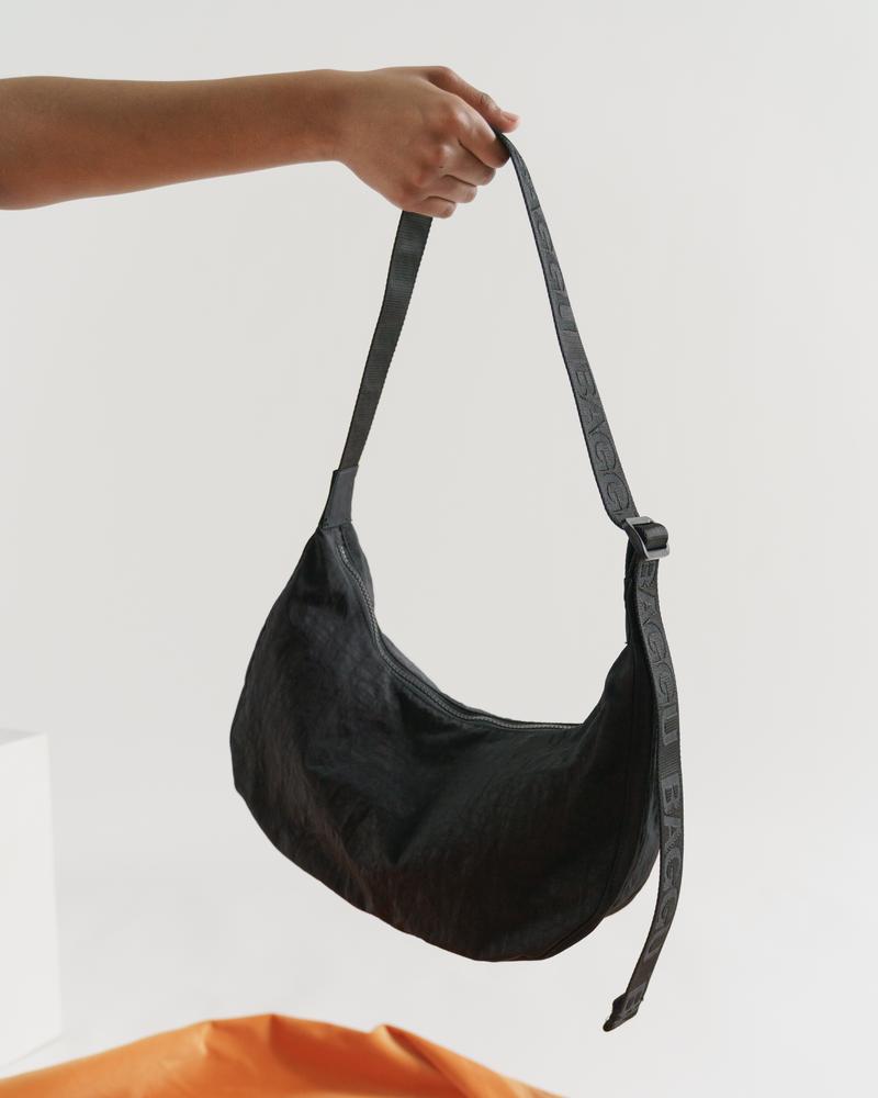 Baggu: Medium Nylon Crescent Bag - Black by Baggu