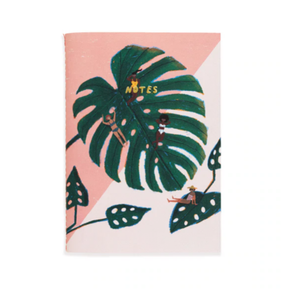 Stitched Canvas Notebook, Monstera