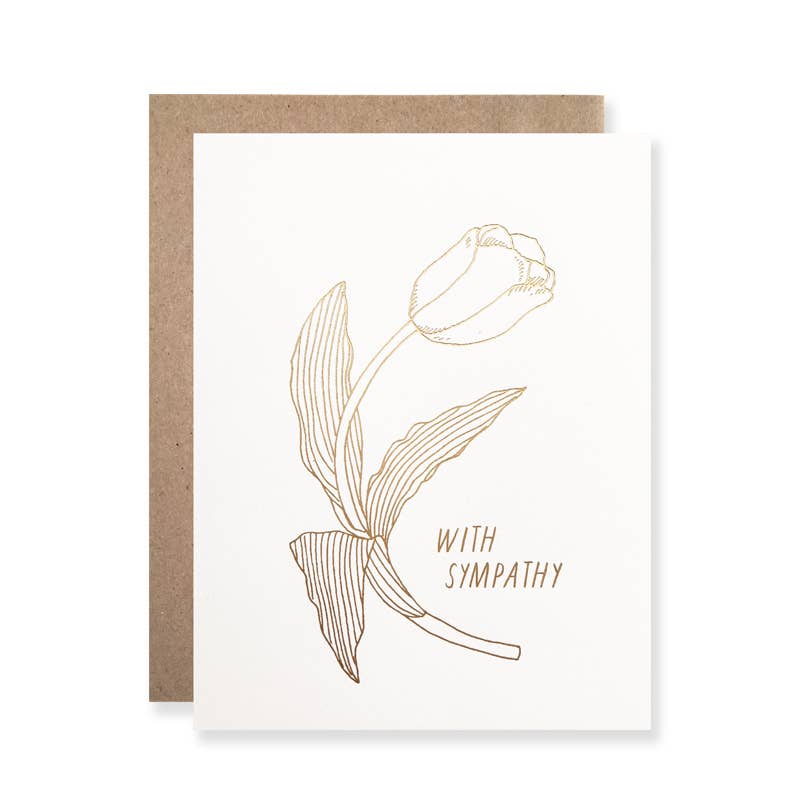 With Sympathy Tulip Gold Foil Card